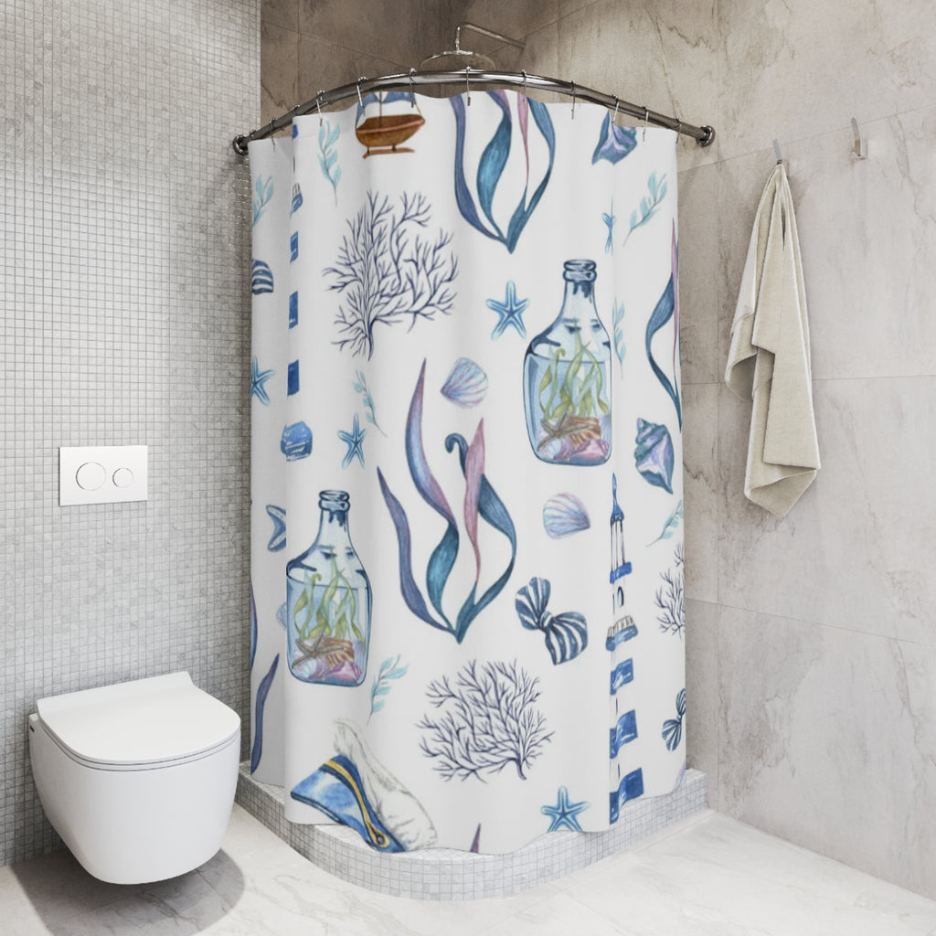 Coastal-Themed Shower Curtain, Nautical Decor, Beach House Bathroom Accessory, Summer Vibes, Ocean-Inspired Home