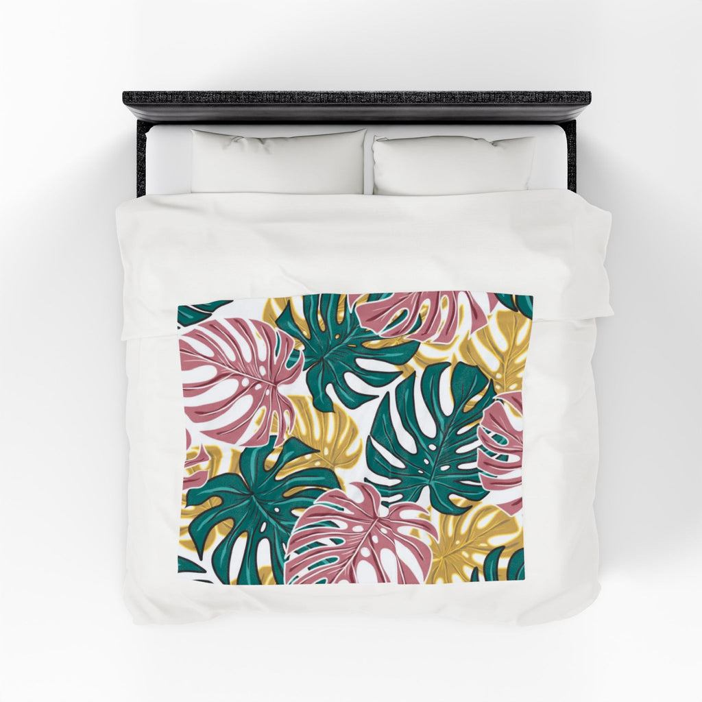 Tropical Velveteen Plush Blanket | Soft & Cozy Throw for Relaxation, Home Decor, Gift, Tropical Vibe, Indoor Comfort, Every Season