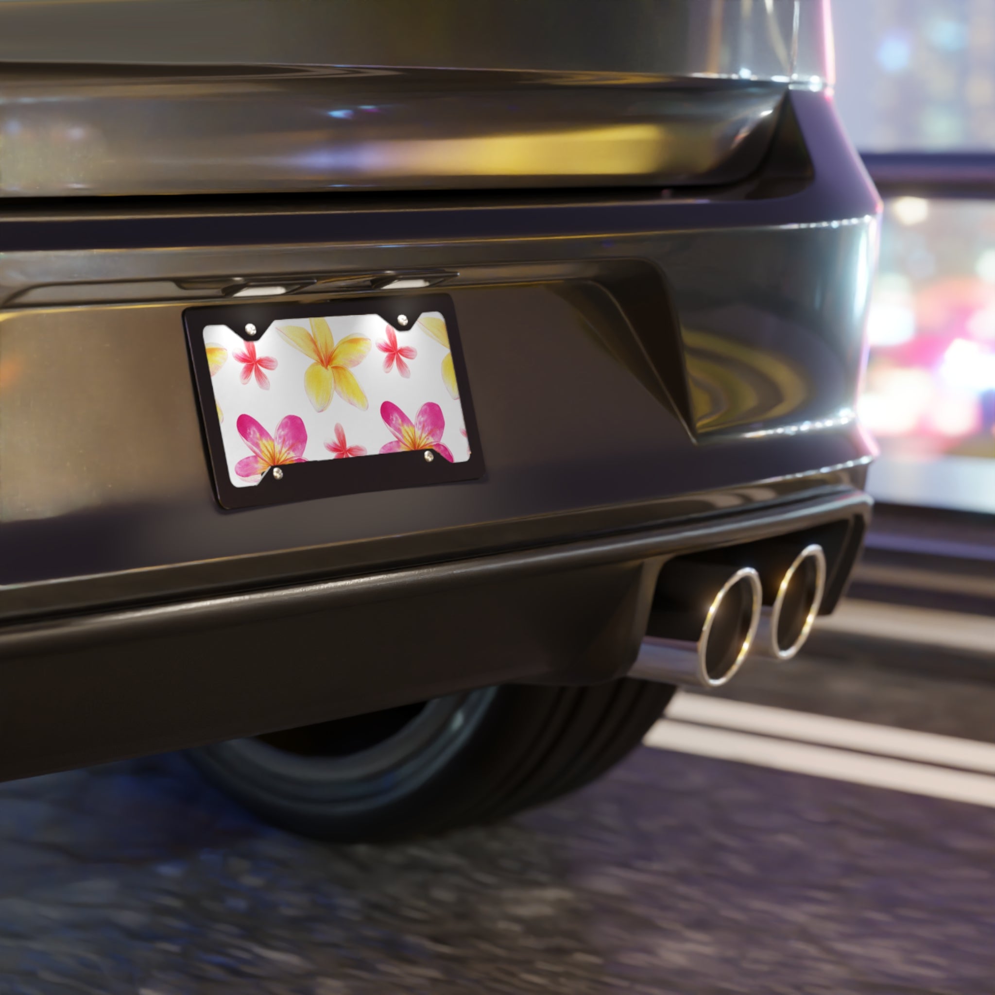 Floral Vanity Plate with Pink and Yellow Flowers, Unique Car Decor, Gift for Summer, Home Decor, Custom Car Accessories, Vehicle [...]