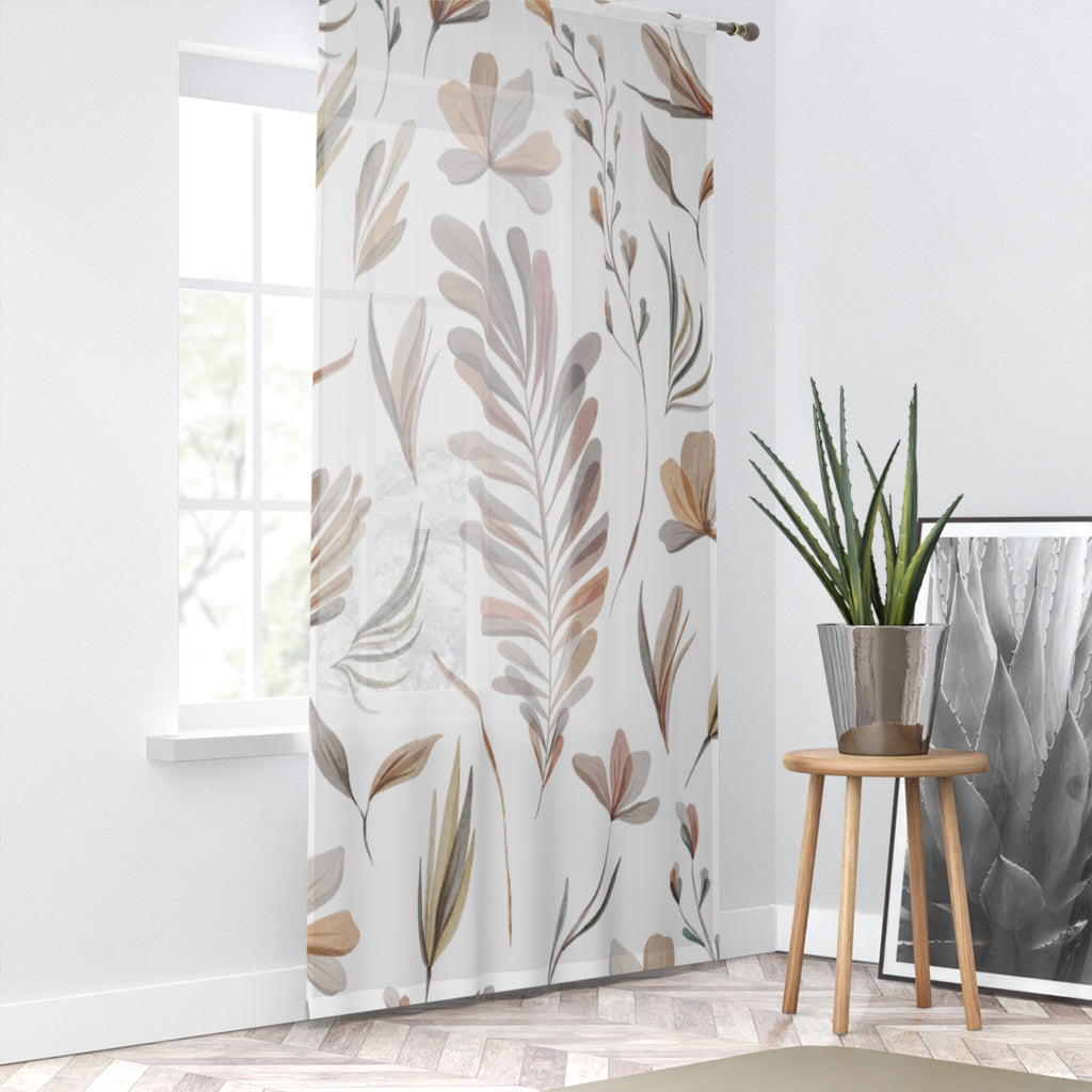 Floral Botanical Window Curtain, Nature-Inspired Home Decor, Living Room Shades, Boho Style Drapes, Ideal for Spring Refresh