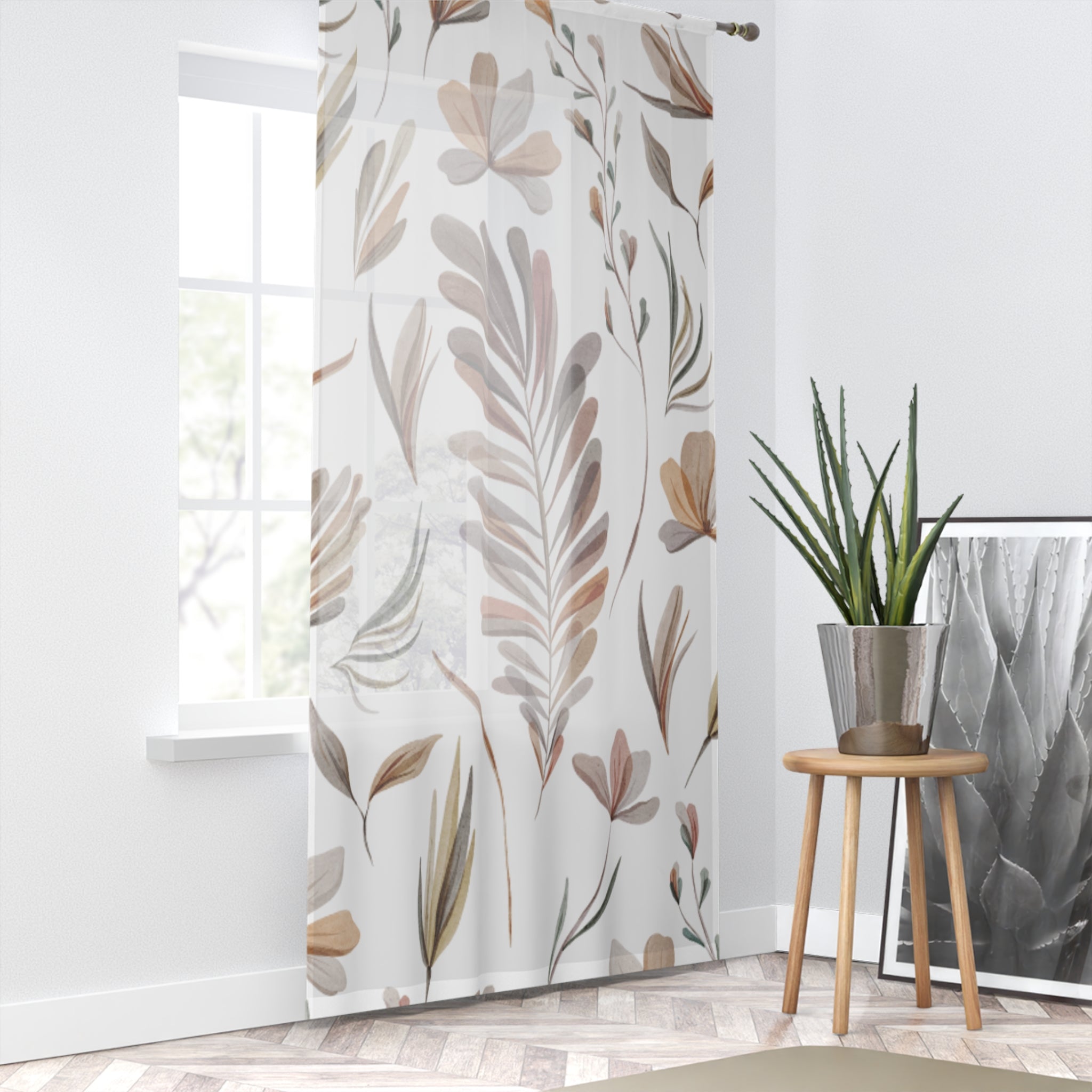 Floral Botanical Window Curtain, Nature-Inspired Home Decor, Living Room Shades, Boho Style Drapes, Ideal for Spring Refresh