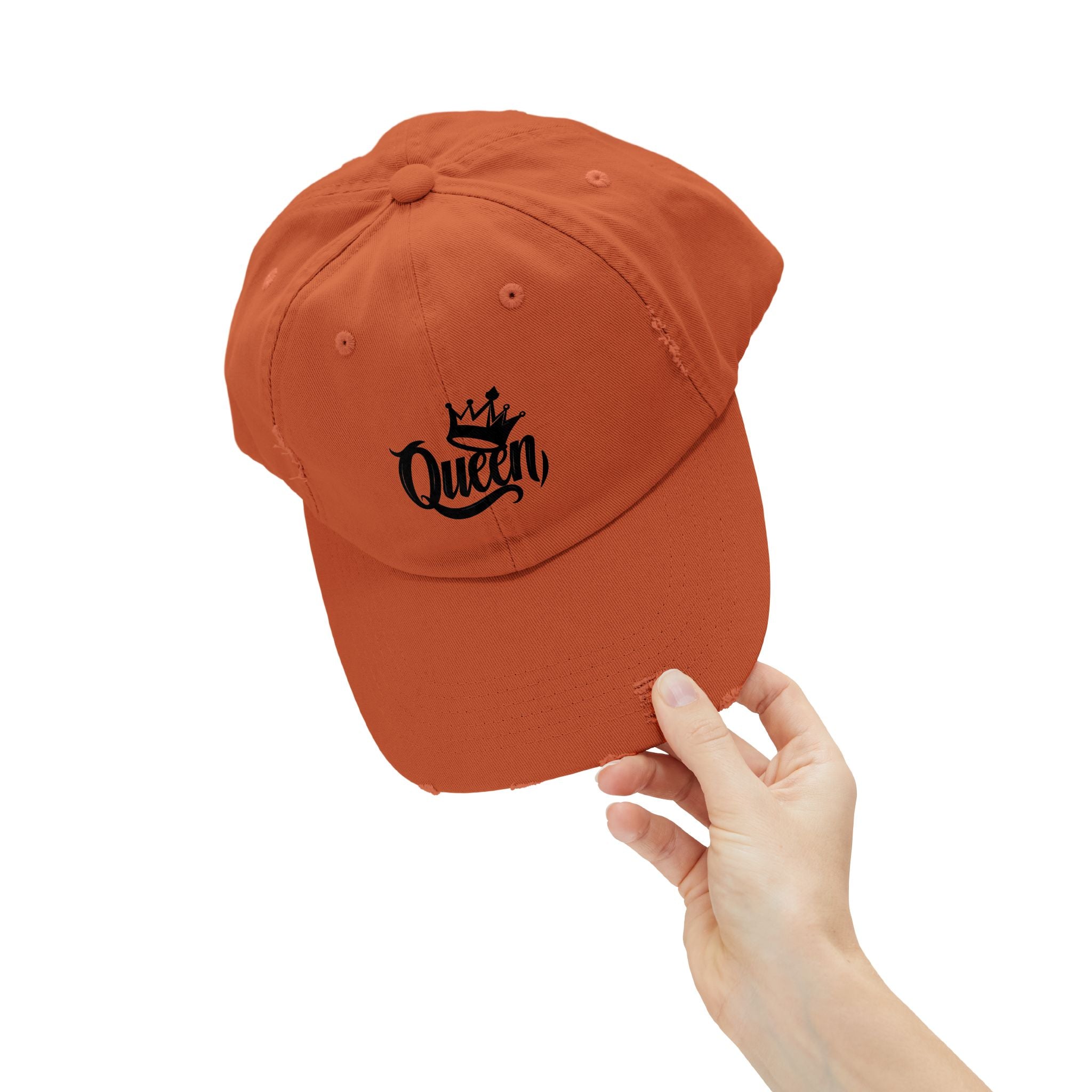 Queen Distressed Cap - Trendy Hat for Women, Casual Wear, Birthday Gift, Self-Care, Queen Vibes