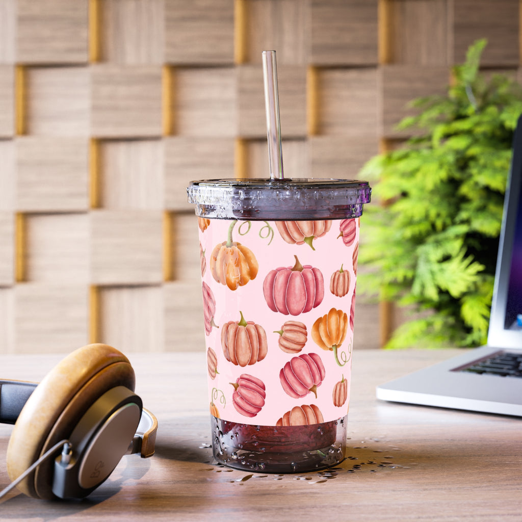 Pumpkin Pattern Acrylic Cup, Fall Drinkware, Seasonal Tumbler, Gift for Autumn, Thanksgiving Party, Cute, Reusable Cup
