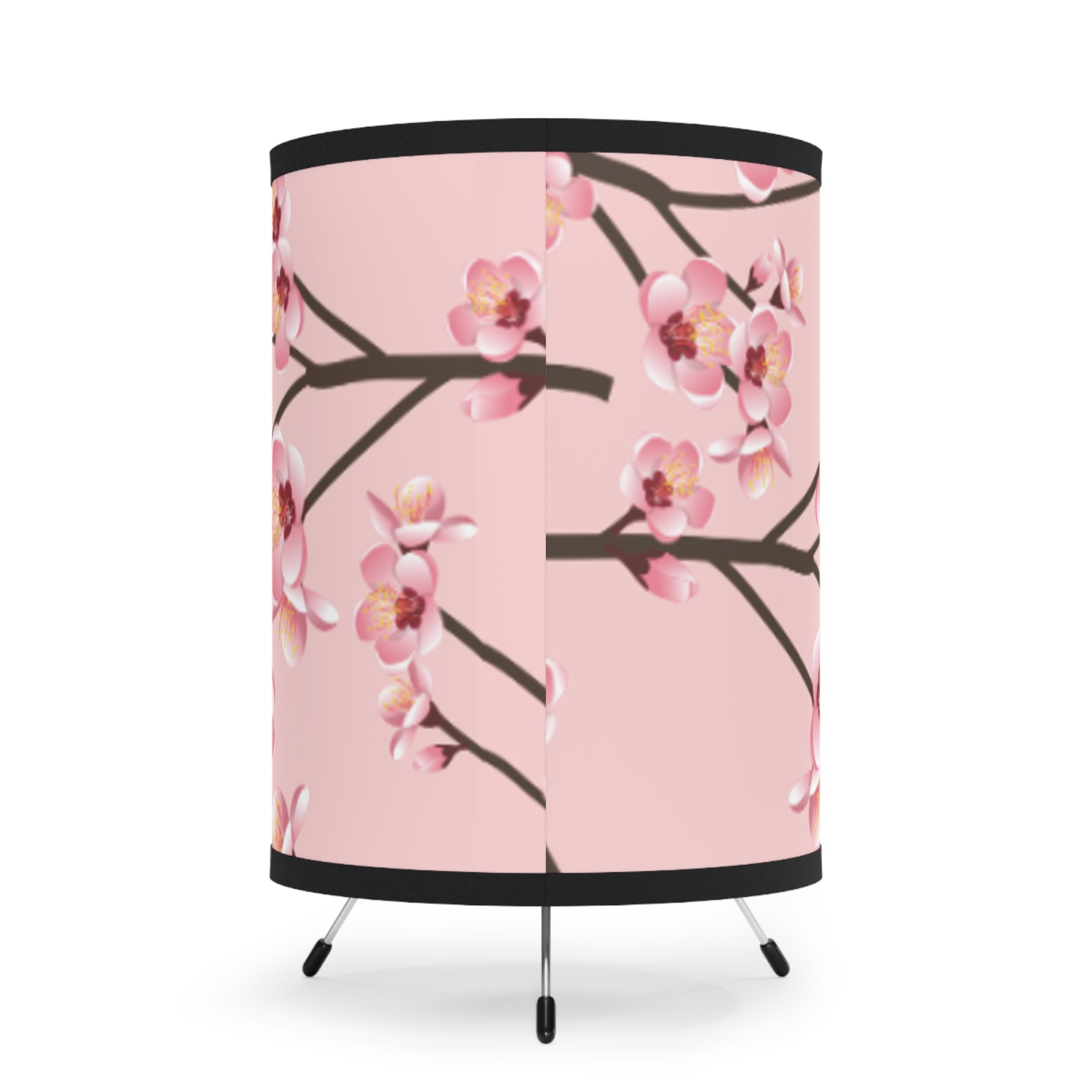 Elegant Floral Tripod Lamp Shade, Pink Blossom Decor, Home Lighting, Modern Room Accent, Gift for Her, Bedroom, Living Room