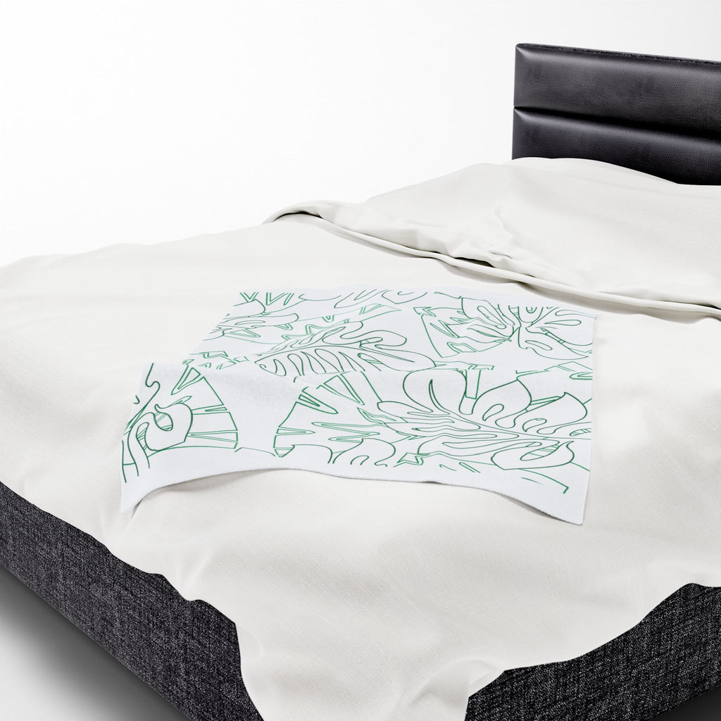Tropical Leaves Plush Blanket - Cozy, Soft, Decorative Throw for Home, Gift for Her, Summer Vibes, Relaxation Decor