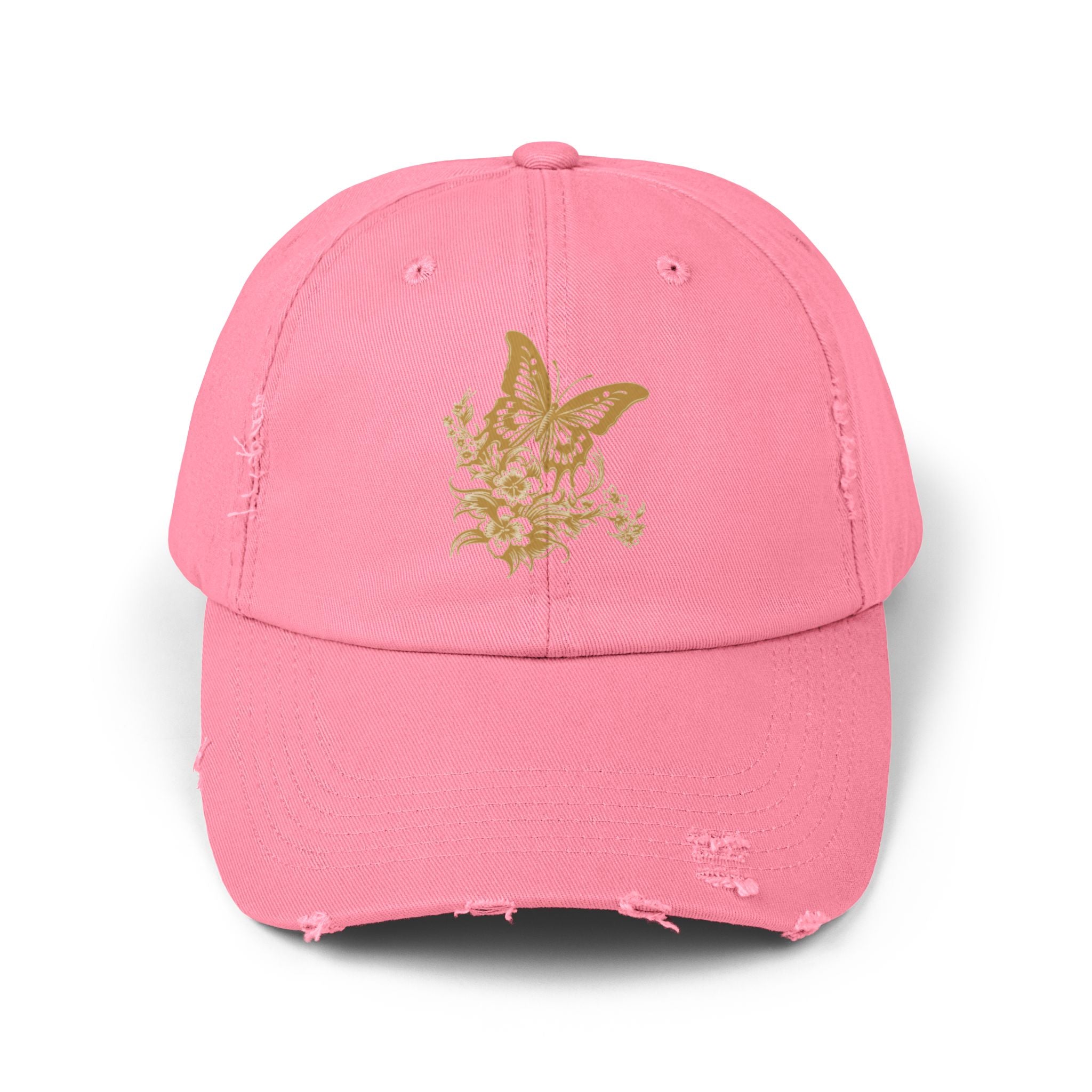 Distressed Butterfly Cap: Trendy Adjustable Hat for Outdoor Adventures, Casual Wear, Festivals, Gifts, Summer