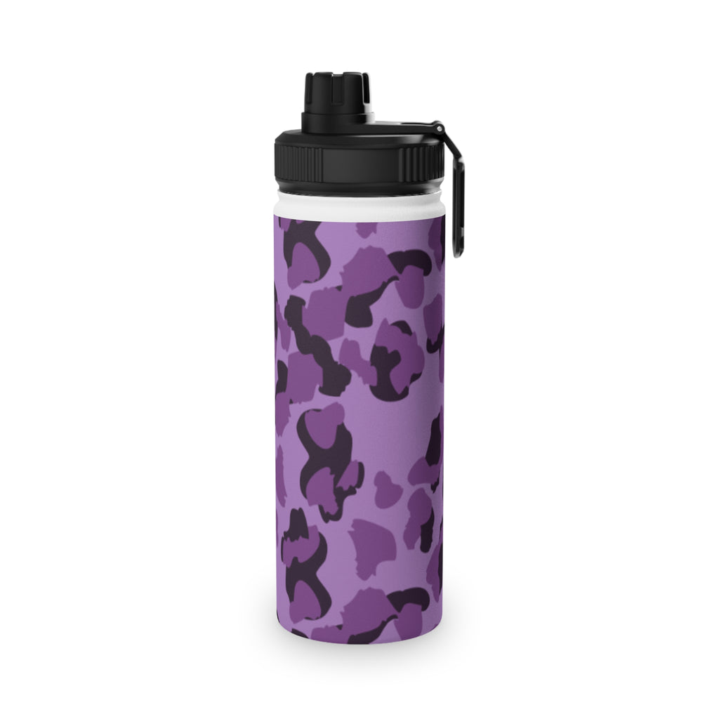 Purple Camo Water Bottle, Travel Hydration, Gym Essential, Eco-Friendly Gift, Active Lifestyle, Sports Gear, Outdoor Accessories