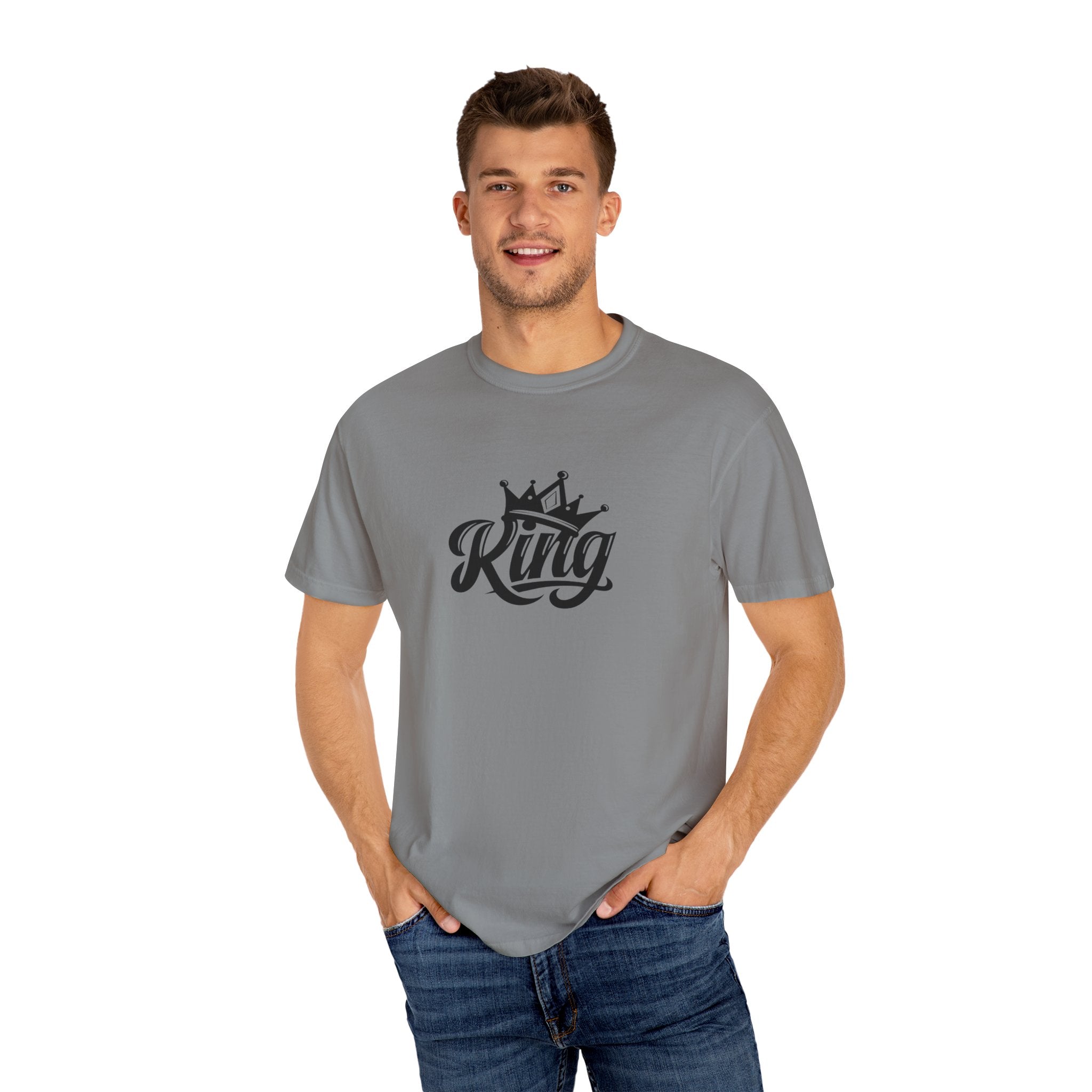 King Crown Garment-Dyed T-Shirt for Men and Women | Unisex Casual Tee, Gift for Dad, Birthday Shirt, Streetwear Style