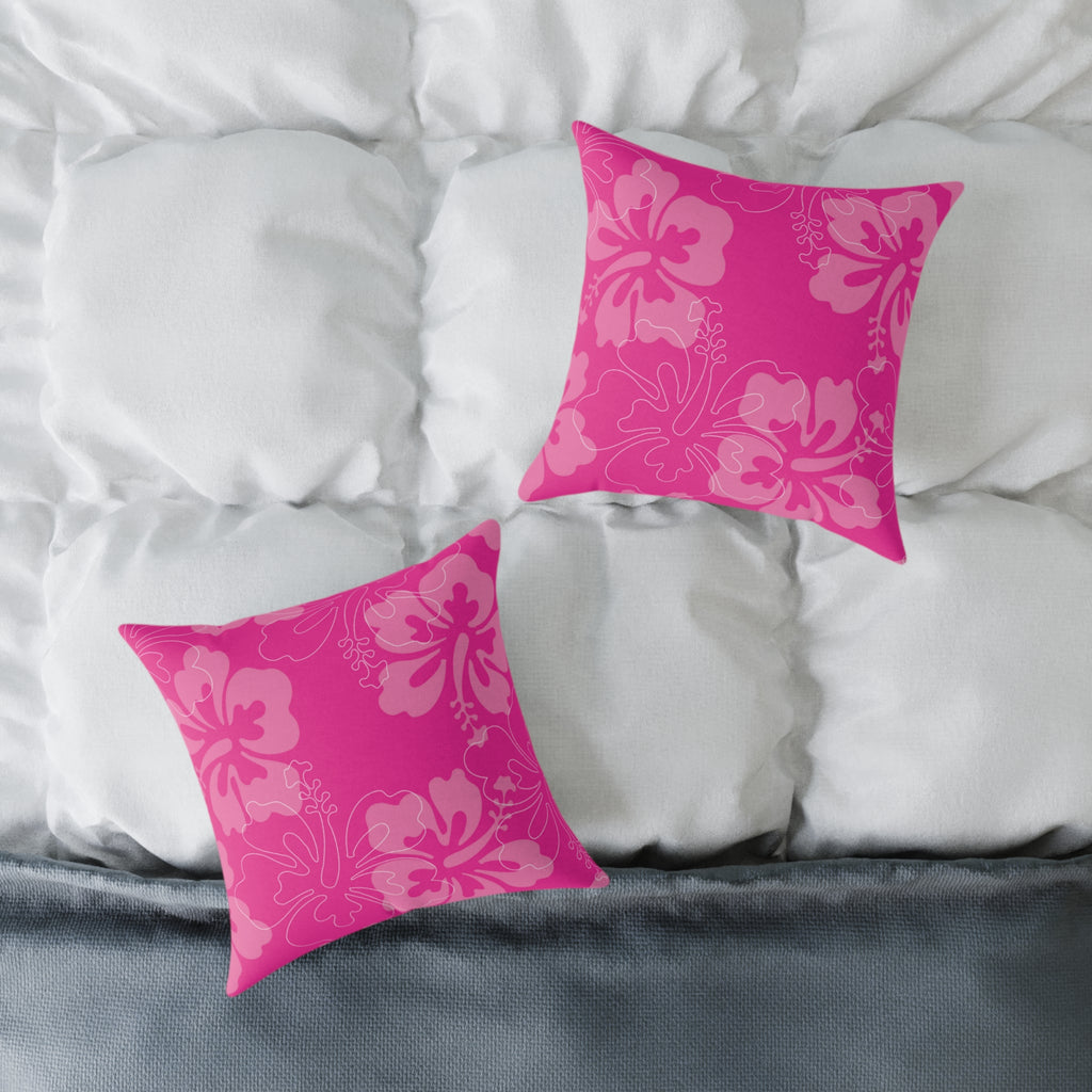 Vibrant Floral Throw Pillow – Bright Pink Decor for Home, Gifts, Weddings, Beach House, Tropical Vibe, Cozy Accent