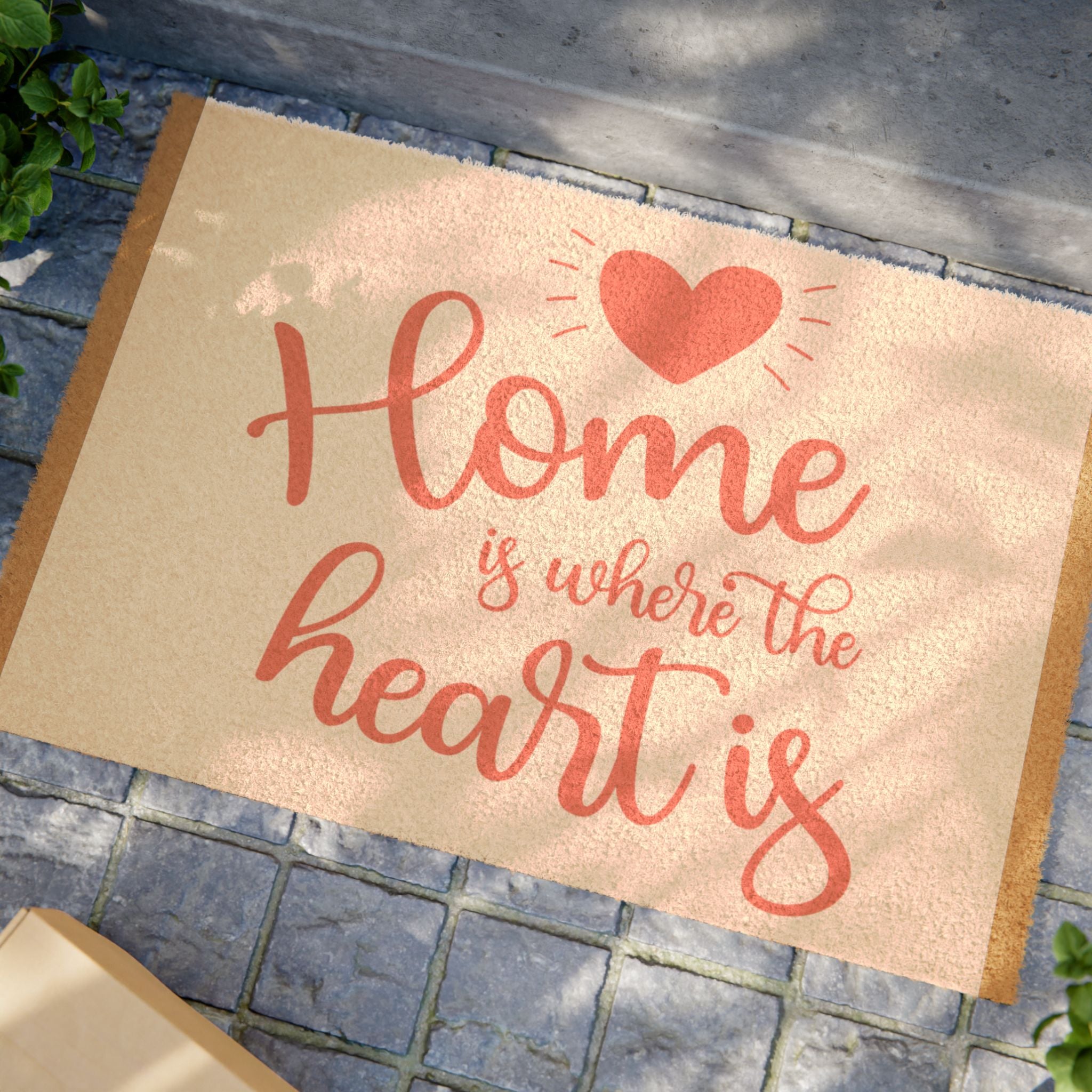 Home is where the heart is Doormat, Cozy Entryway Mat, Housewarming Gift, Welcome Mat, Living Room Decor, Heart Design