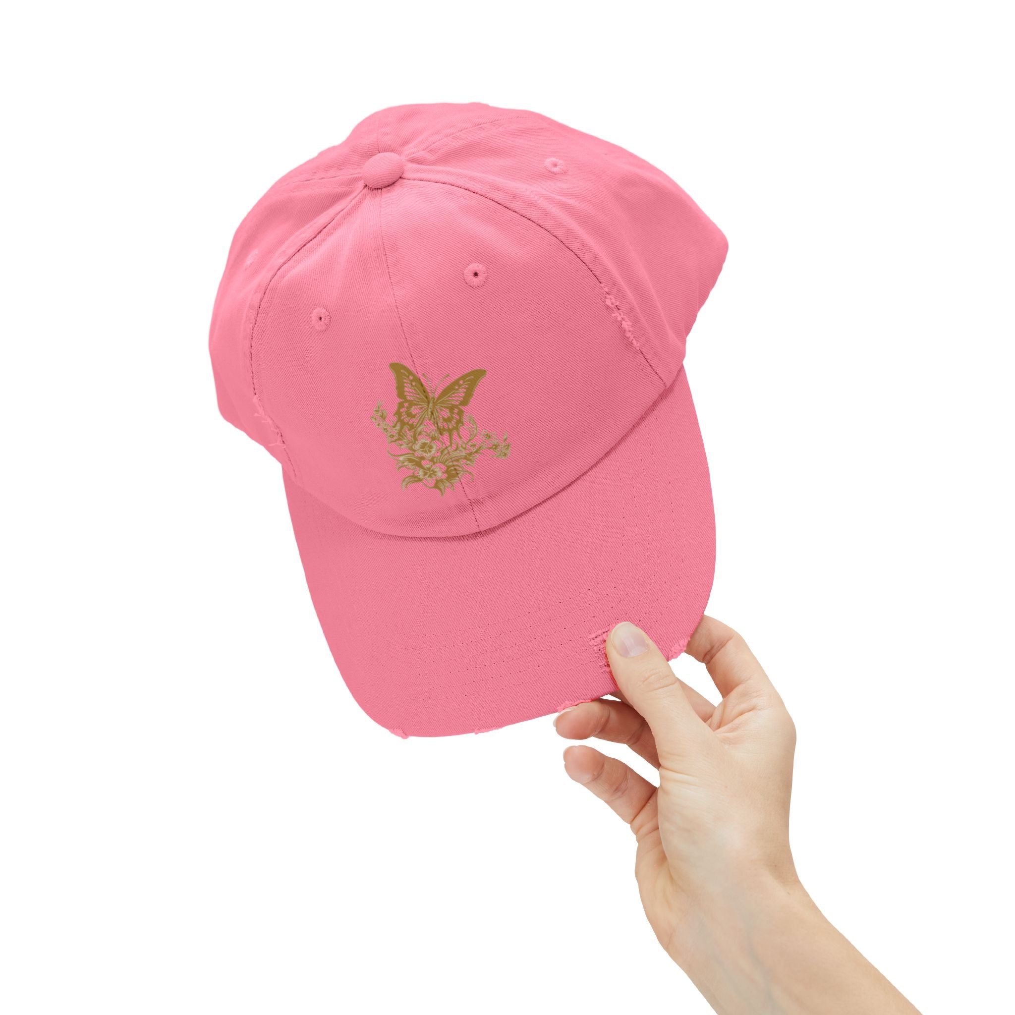 Distressed Butterfly Cap: Trendy Adjustable Hat for Outdoor Adventures, Casual Wear, Festivals, Gifts, Summer