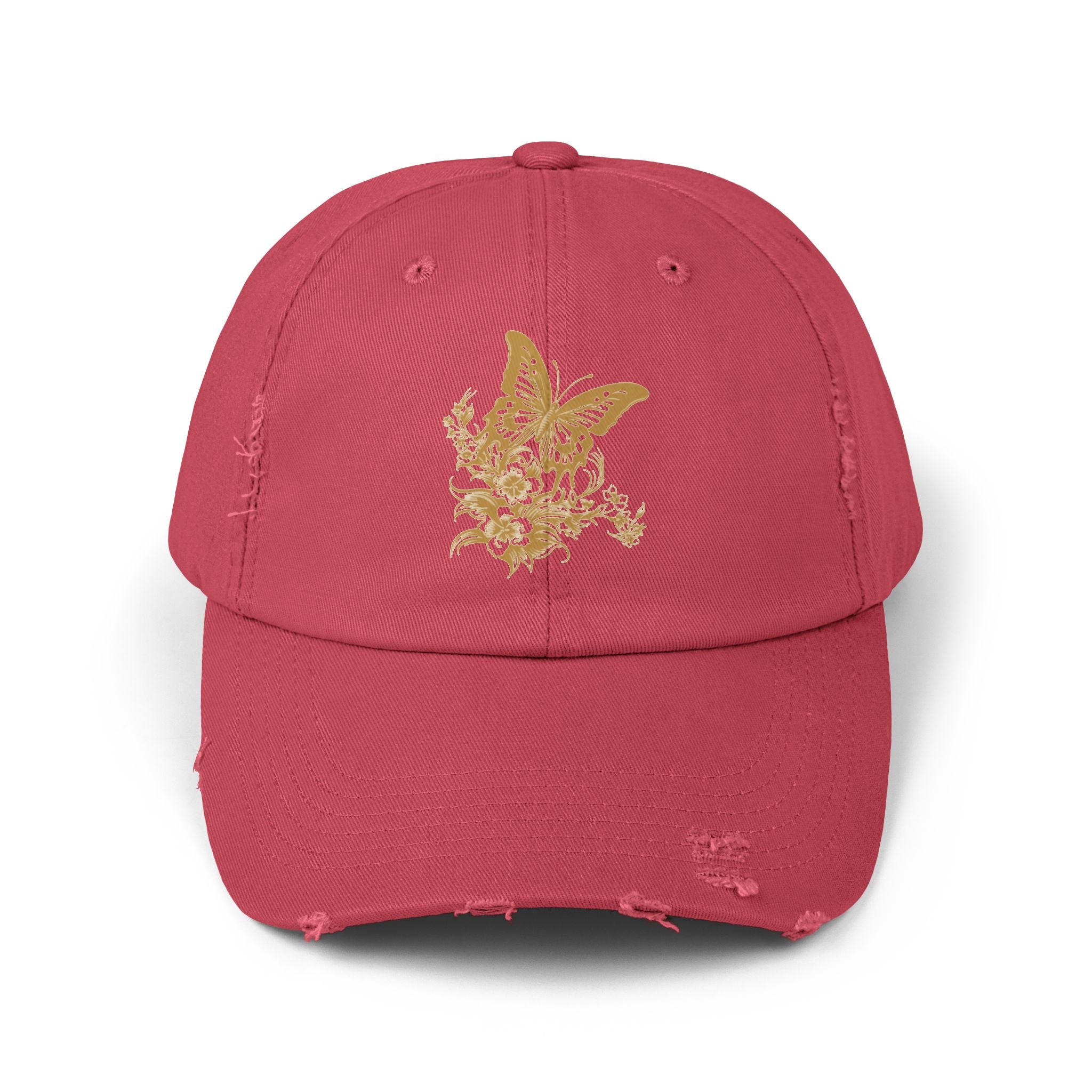 Distressed Butterfly Cap: Trendy Adjustable Hat for Outdoor Adventures, Casual Wear, Festivals, Gifts, Summer
