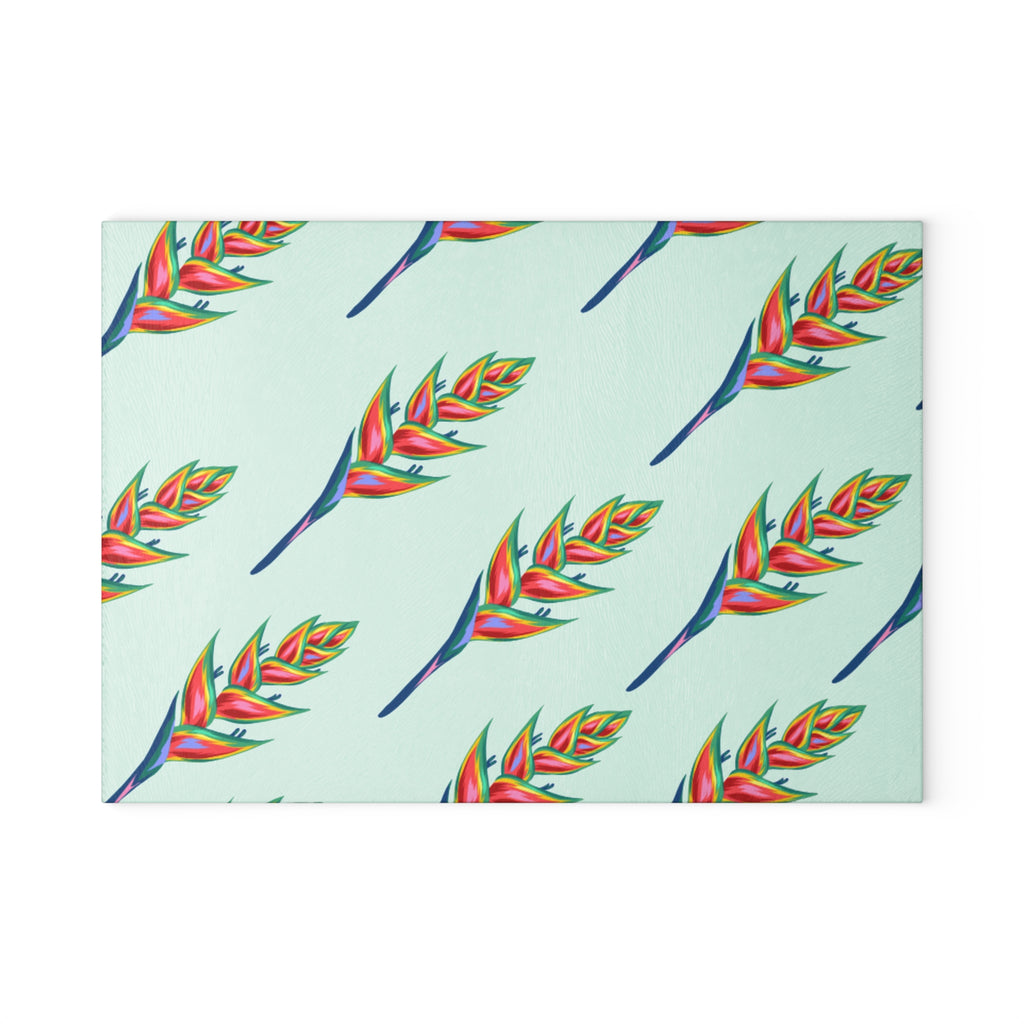 Vibrant Tropical Glass Cutting Board, Kitchen Décor, Gift for Home Chefs, Housewarming Present, Tropical Party Supply