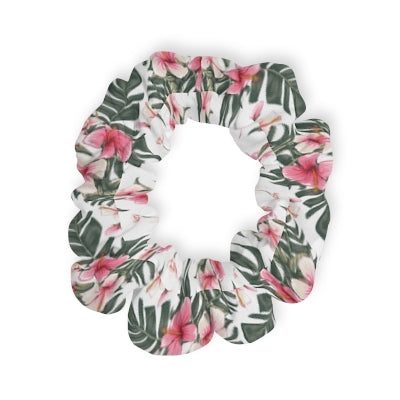Hawaiian Floral Scrunchie, Tropical Hair Accessories, Beach Style Scrunchie, Gift for Her, Summer Hair Tie, Trendy Headbands