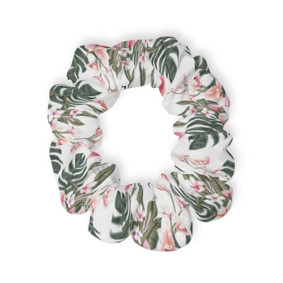 Hawaiian Floral Scrunchie, Tropical Hair Accessories, Beach Style Scrunchie, Gift for Her, Summer Hair Tie, Trendy Headbands