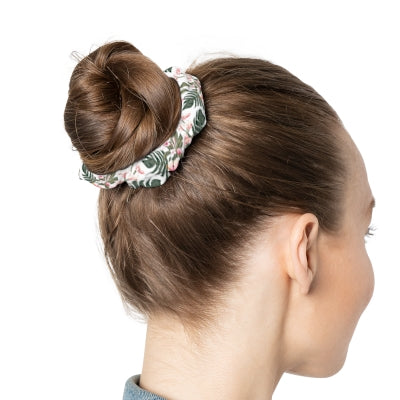 Hawaiian Floral Scrunchie, Tropical Hair Accessories, Beach Style Scrunchie, Gift for Her, Summer Hair Tie, Trendy Headbands
