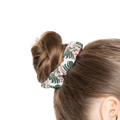 Hawaiian Floral Scrunchie, Tropical Hair Accessories, Beach Style Scrunchie, Gift for Her, Summer Hair Tie, Trendy Headbands