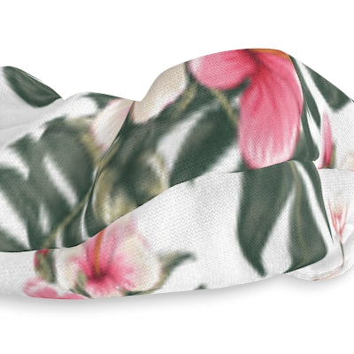 Hawaiian Floral Scrunchie, Tropical Hair Accessories, Beach Style Scrunchie, Gift for Her, Summer Hair Tie, Trendy Headbands