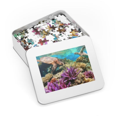 Ocean Life Jigsaw Puzzle, Sea Turtle Puzzle, Coral Reef Gift, Family Fun Activity, Puzzle for Kids & Adults, Ocean Decor