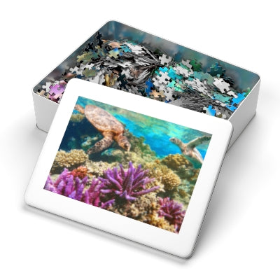 Ocean Life Jigsaw Puzzle, Sea Turtle Puzzle, Coral Reef Gift, Family Fun Activity, Puzzle for Kids & Adults, Ocean Decor