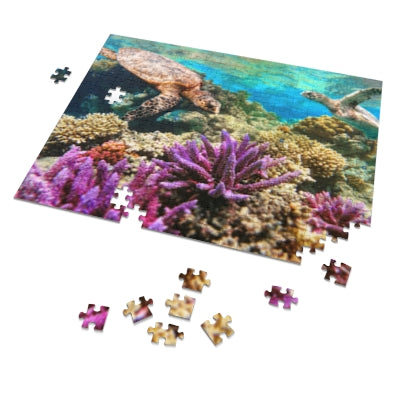 Ocean Life Jigsaw Puzzle, Sea Turtle Puzzle, Coral Reef Gift, Family Fun Activity, Puzzle for Kids & Adults, Ocean Decor